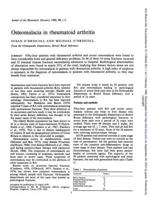 Osteomalacia in Rheumatoid Arthritis