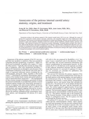 Aneurysms of the Petrous Internal Carotid Artery: Anatomy, Origins, and Treatment
