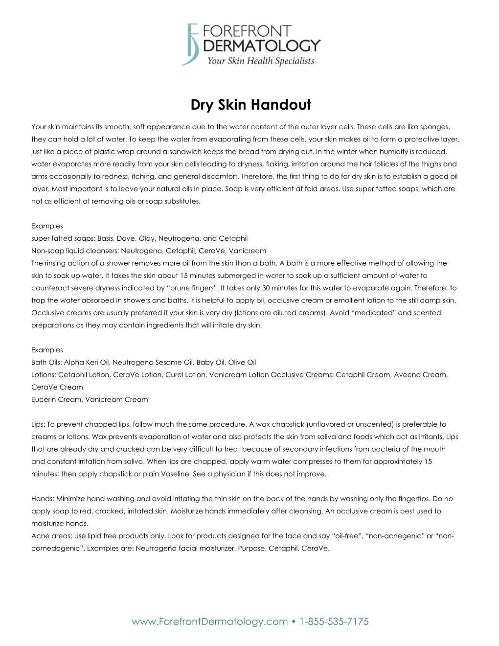 Dry Skin Handout