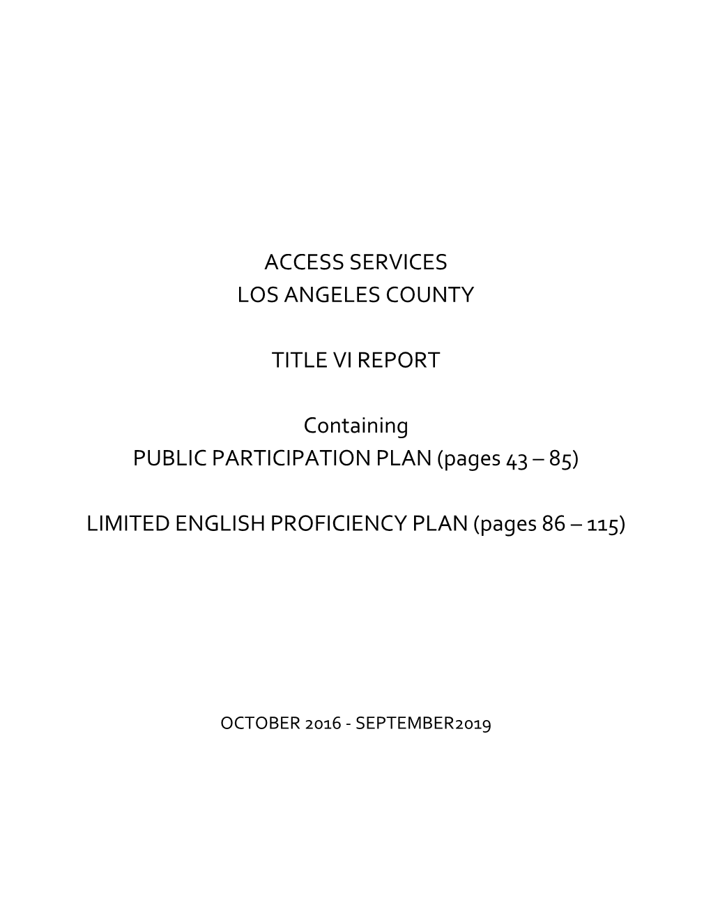 Access Services Los Angeles County Title Vi Report