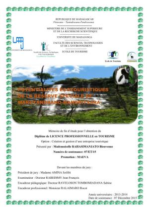 Potentialites Ecotouristiques De La Reserve Speciale De Marotandrano-Mandritsara