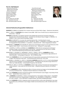 Prof. Dr. Olaf Bubenzer Selected Publications/Ausgewählte