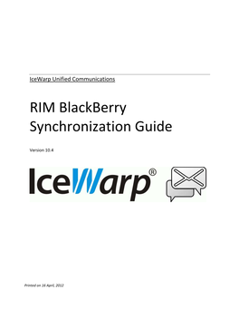 RIM Blackberry Synchronization Guide