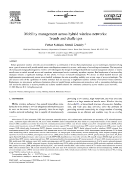 Mobility Management Across Hybrid Wireless Networks: Trends and Challenges