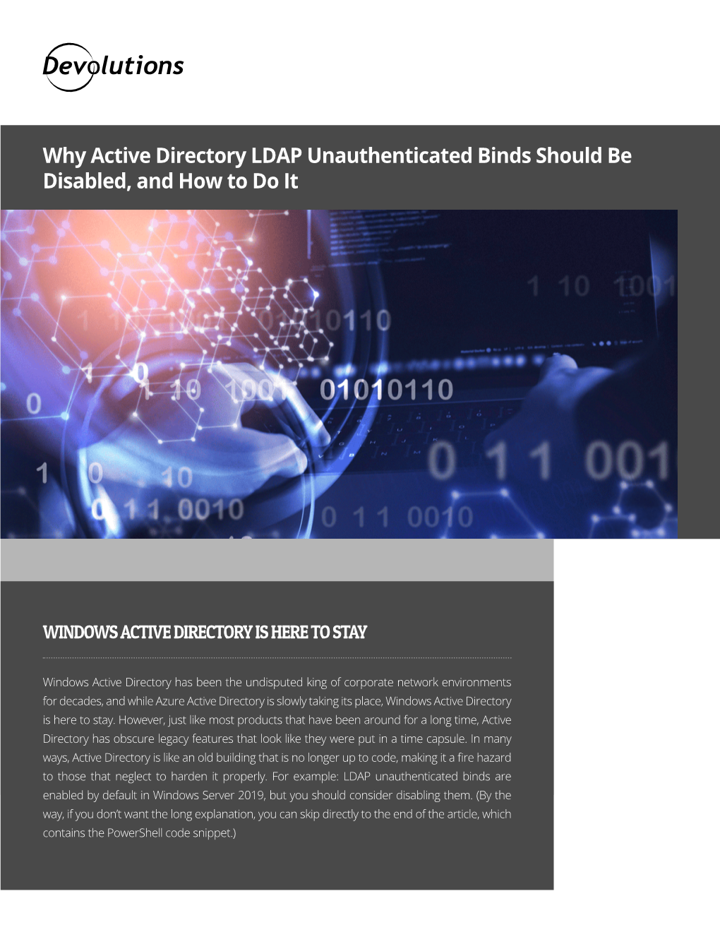 Why Active Directory LDAP Unauthenticated Binds Should Be Disabled, and How to Do It