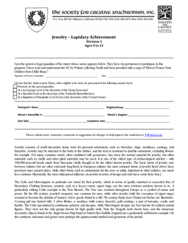 Jewelry – Lapidary Achievement Division 2 Ages 9 to 11