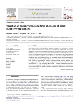 Variation in Anthocyanins and Total Phenolics of Black Raspberry Populations
