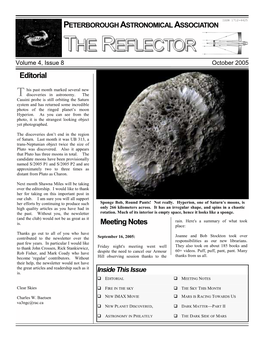 THE REFLECTOR Volume 4, Issue 8 October 2005 Editorial