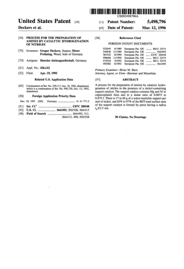 United States Patent (19) 11) Patent Number: 5,498,796 Deckers Et Al
