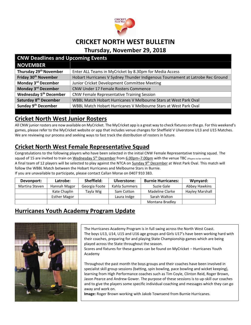 Cricket North West Bulletin