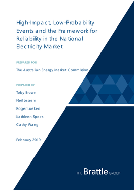 High-Impact, Low-Probability Events and the Framework for Reliability in the National Electricity Market