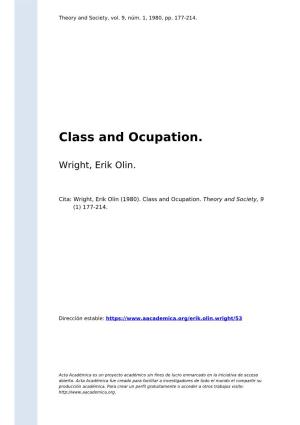 Class and Ocupation