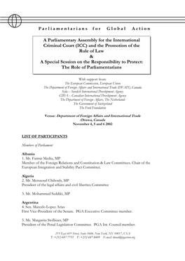 A Parliamentary Assembly for the International Criminal Court (ICC) and the Promotion of the Rule of Law