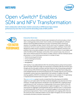 Open Vswitch* Enables SDN and NFV Transformation