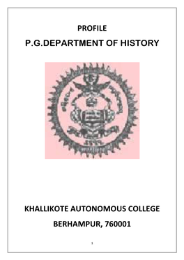 Profile P.G.Department of History Khallikote