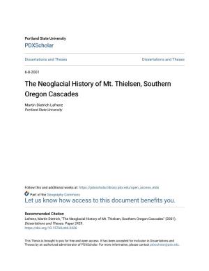 The Neoglacial History of Mt. Thielsen, Southern Oregon Cascades