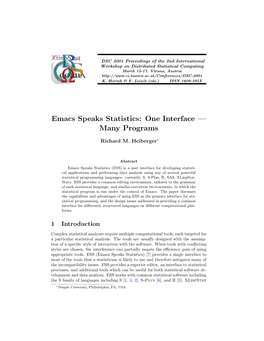 Emacs Speaks Statistics: One Interface — Many Programs