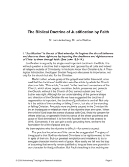 The Biblical Doctrine of Justification by Faith