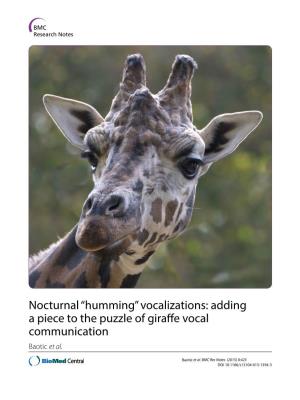 Adding a Piece to the Puzzle of Giraffe Vocal Communication Baotic Et Al