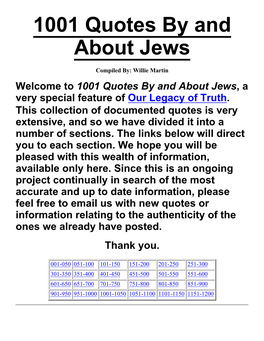 1001 Quotes by and About Jews