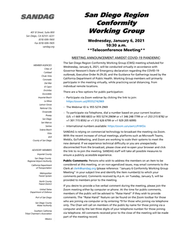 San Diego Region Conformity Working Group