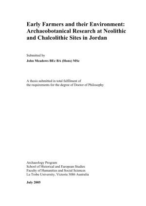 Archaeobotanical Research at Neolithic and Chalcolithic Sites in Jordan