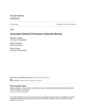 Associative Retrieval Processes in Episodic Memory