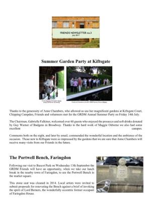 Summer Garden Party at Kiftsgate the Portwell Bench, Faringdon