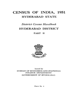 District Census Handbook, Hyderabad, Part II