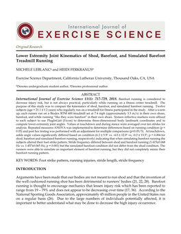 Lower Extremity Joint Kinematics of Shod, Barefoot, and Simulated Barefoot Treadmill Running