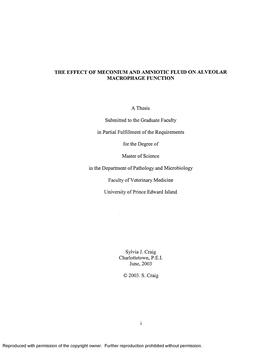 The Effect of Meconium and Amniotic Fluid on Alveolar Macrophage Function