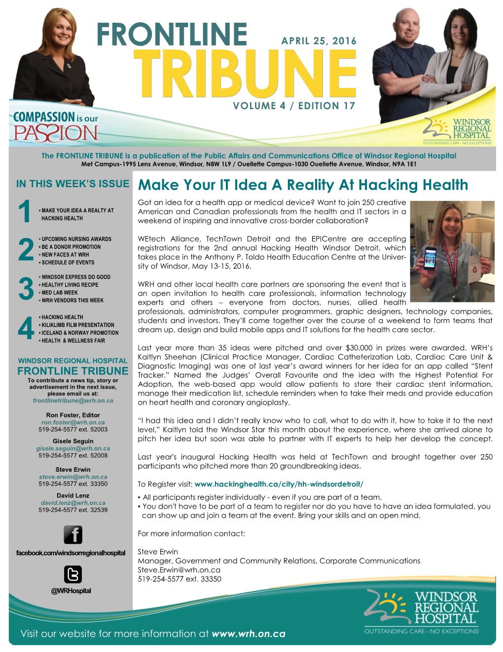 Frontline April 25, 2016 Tribune Volume 4 / Edition 17