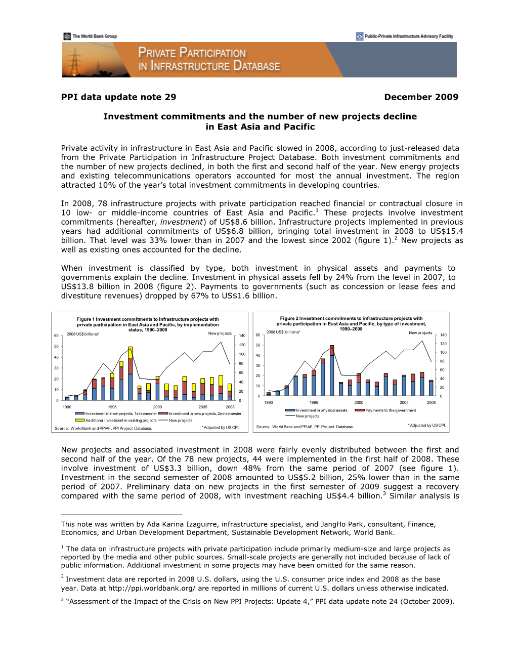 PPI Data Update Note 29 December 2009 Investment Commitments And
