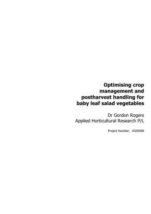 11 the Effects of Plant Density on Harvest Quality in Baby Leaf Spinach (Spinacia Oleracea)
