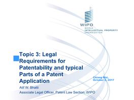 Legal Requirements for Patentability and Typical Parts of a Patent Application