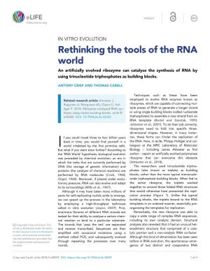 Rethinking the Tools of the RNA World an Artificially Evolved Ribozyme Can Catalyse the Synthesis of RNA by Using Trinucleotide Triphosphates As Building Blocks