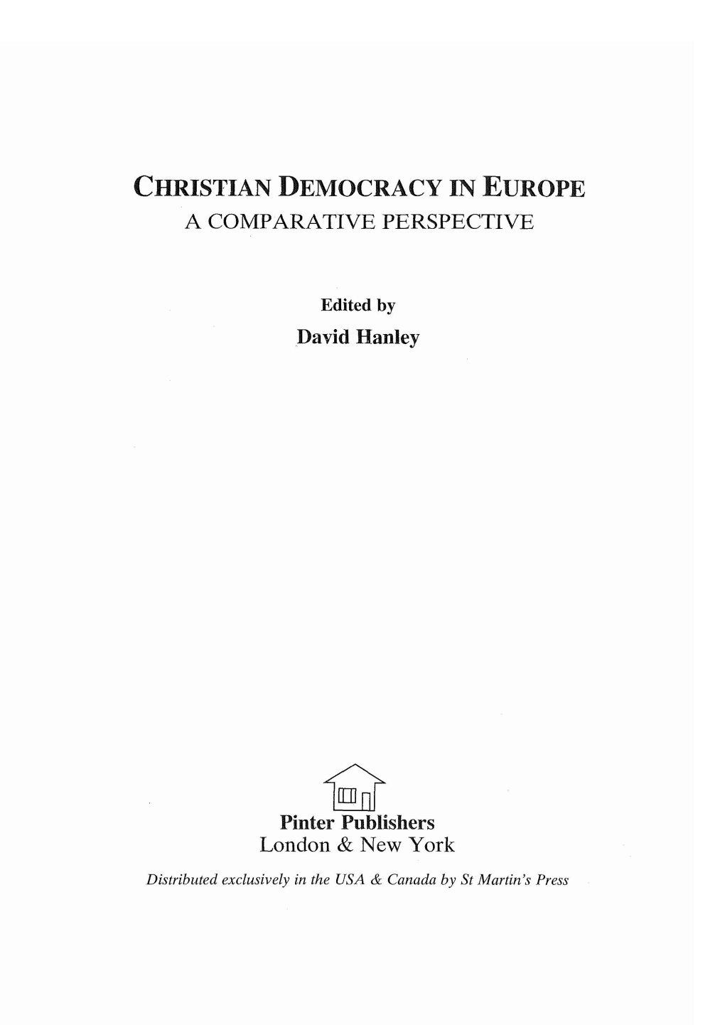 Christian Democracy in Europe a Comparative Perspective