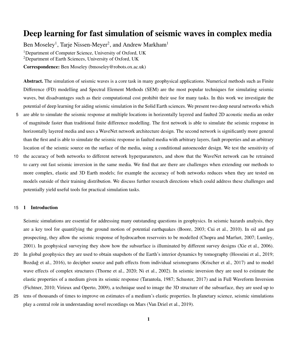 Deep Learning for Fast Simulation of Seismic Waves in Complex Media