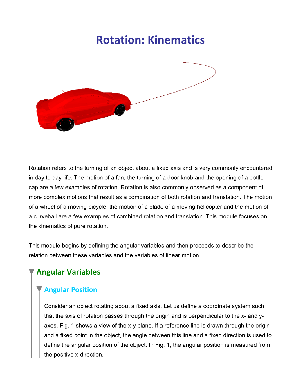 Rotation: Kinematics