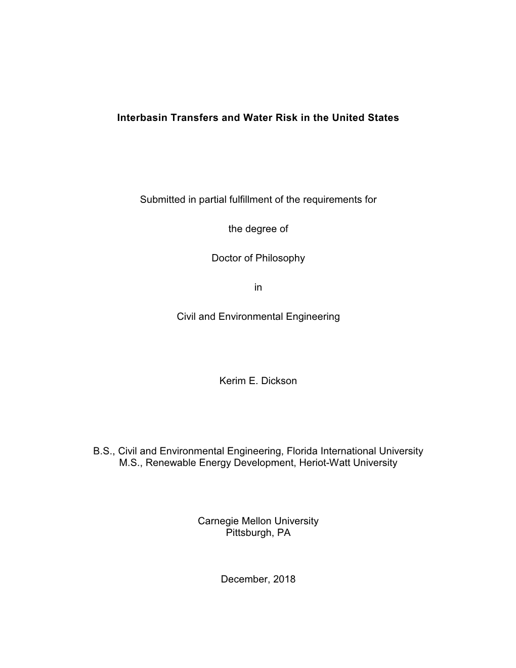 Water Risk and Interbasin Transfer in the United States