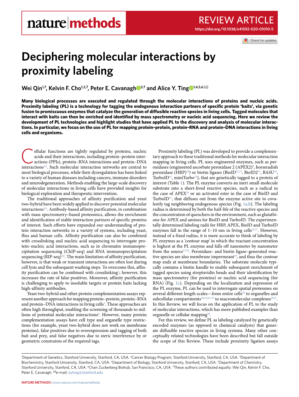 Deciphering Molecular Interactions by Proximity Labeling