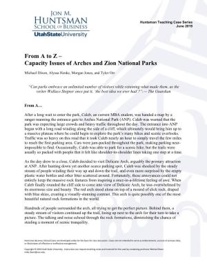 Capacity Issues of Arches and Zion National Parks