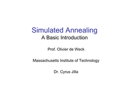 Simulated Annealing a Basic Introduction