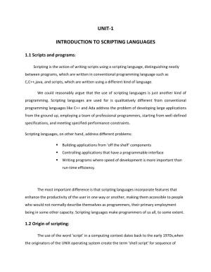 Unit-1 Introduction to Scripting Languages