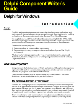 Delphi Component Writer's Guide