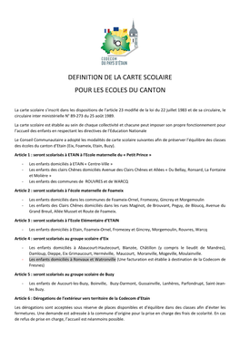Definition De La Carte Scolaire Pour Les Ecoles Du Canton
