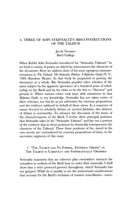 6. Three of Adin Steinsal Tz's Misconstructions of The
