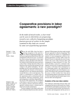 Cooperative Provisions in Collective Bargaining Agreements