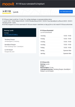 R11B Buss Rutetabell & Linjerutekart