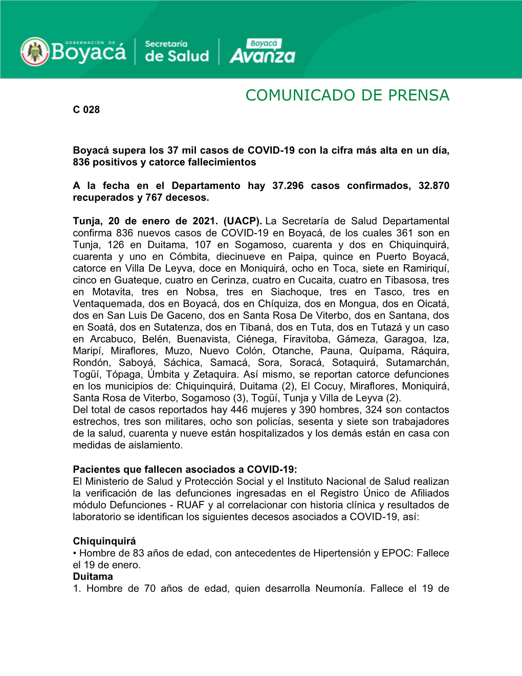 Comunicado De Prensa C 028